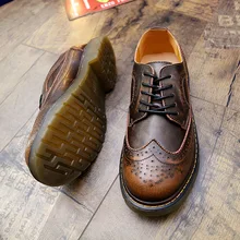 Steampunk Style Brand Men Brogue Shoes Platform Men Oxfords Shoes British Style Creepers Cut-Outs Flat Casual Luxury Burgundy