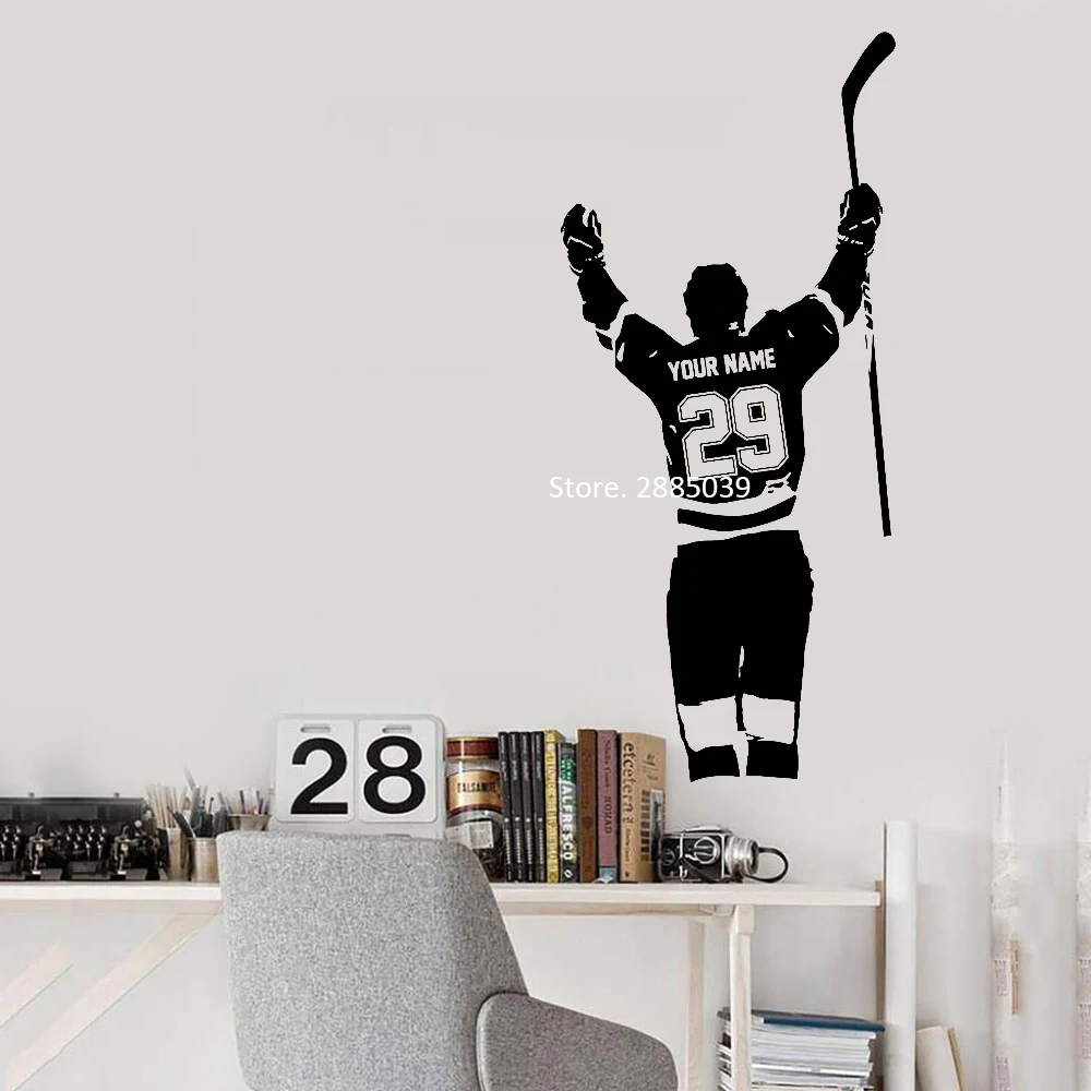 custom sports sticker personalized decal ice hockey decor bedroom sports decor Hockey wall decal ...