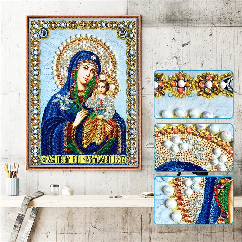 

New 5D DIY Diamond Painting Cartoon Religious Character Pattern Special Shape Diamond Cross Embroidered Crystal Diamond Embroide