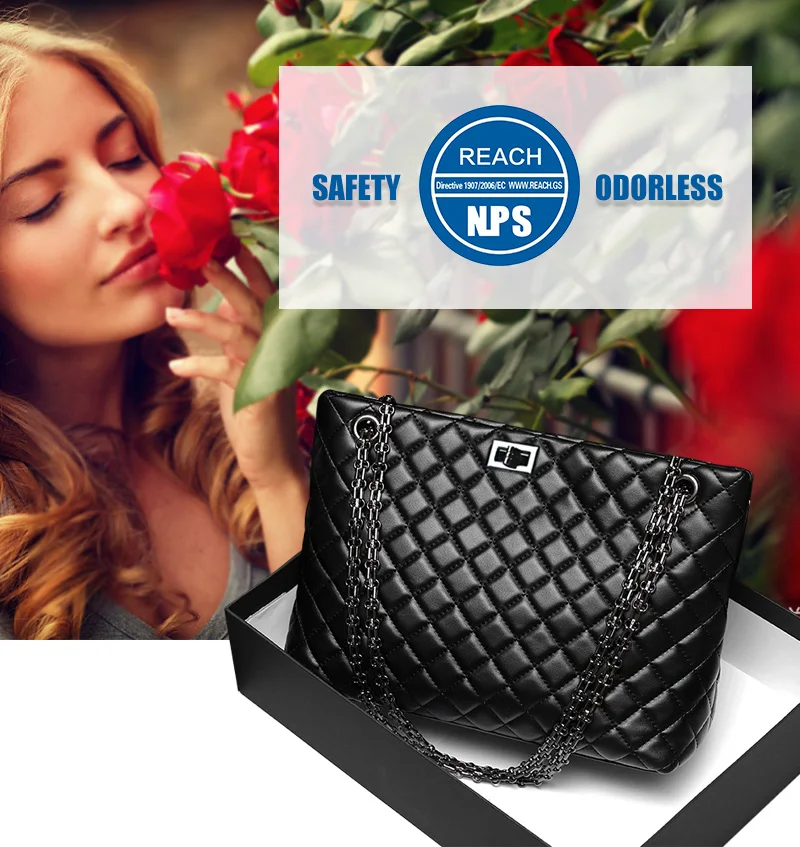2018 Luxury Brand Women Plaid Bags Large Tote Bag Female Handbags Designer Black Leather Big Crossbody Chain Messenger Bag Girl (1)