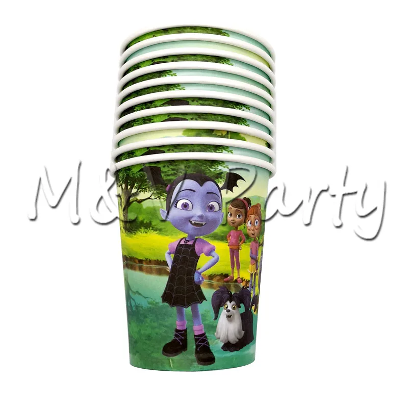 30 шт./лот Vampirina девушка тема мультфильм праздничный набор столовой посуды Бумага чашка тарелка набор соломинок день рождения, детский душ вечерние поставки