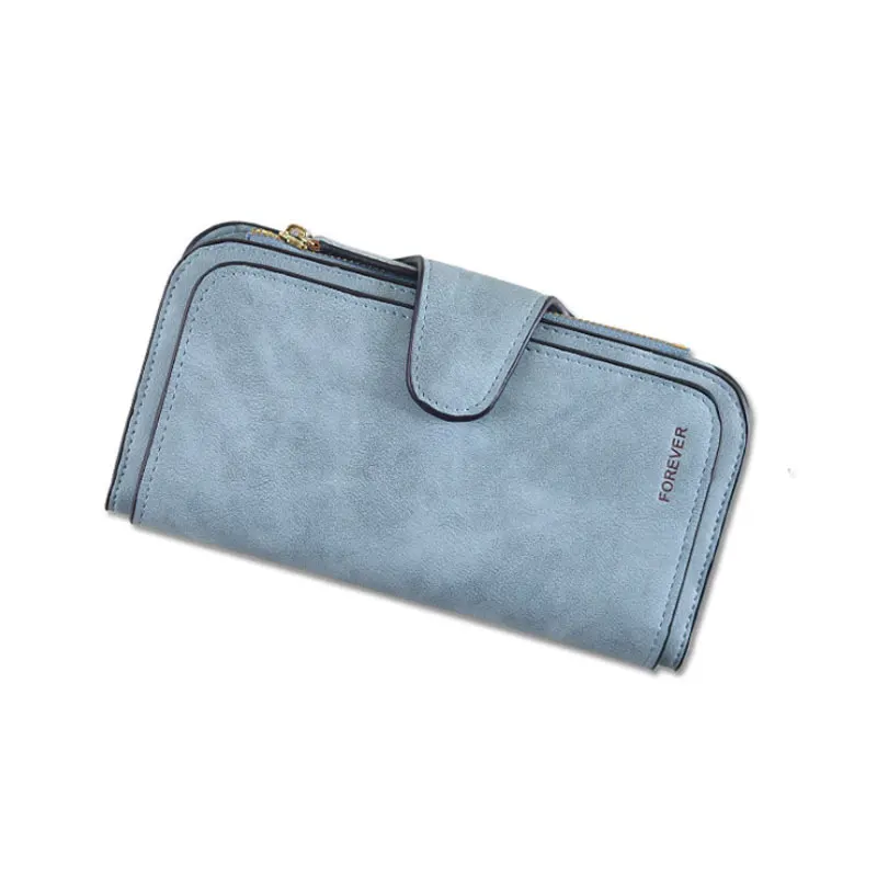 Blue Long Новинка, модные женские кошельки из нубука на шнурке, кошельки на молнии, женские короткие дизайнерские кошельки, много цветов, клатч - Цвет: Blue Long