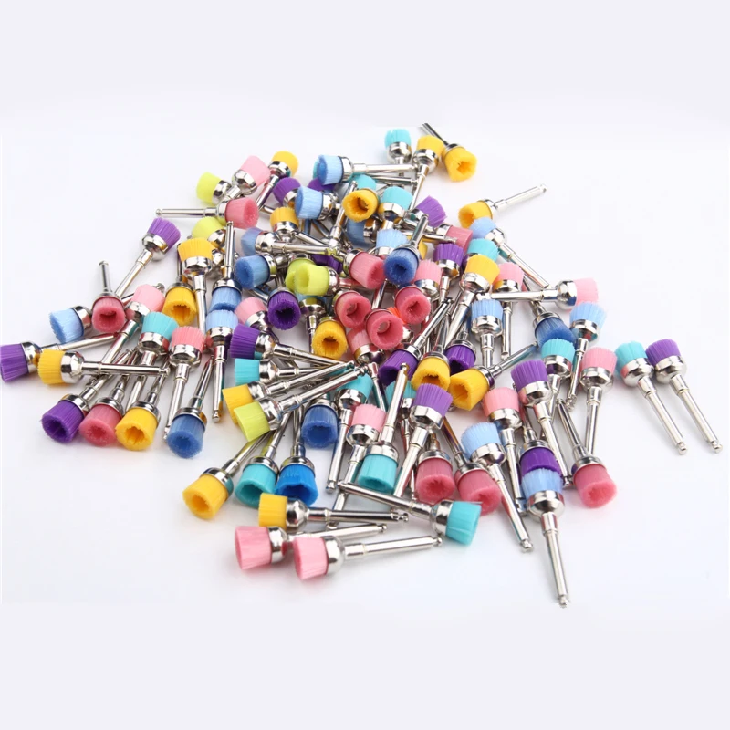 

100Pcs/bag Dental Lab Materials Colorful Nylon Latch Small Flat Polishing Polisher Prophy Brushes Dentist Products