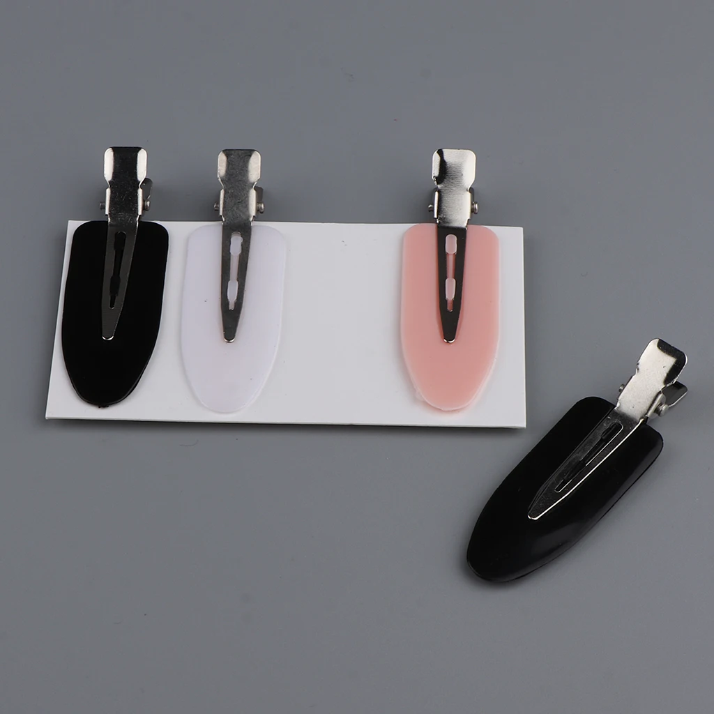 4PCS No Bend Hair Clips Barrettes, Pin Curl Clip, Makeup No Crease Hair Clip, Hairstyling Clips, Black+Pink+White