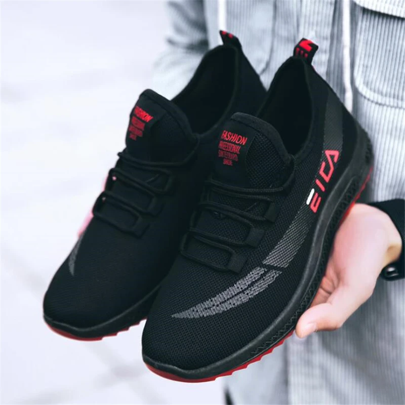 2019 The network shoes Design Black Causal Men Sneakers Flyknit Breathable Men Shoes Fashion Non-slip Toothed Sole Male Shoes 2019 The network shoes Design Black Causal Men Sneakers Flyknit Breathable Men Shoes Fashion Non-slip Toothed Sole Male Shoes