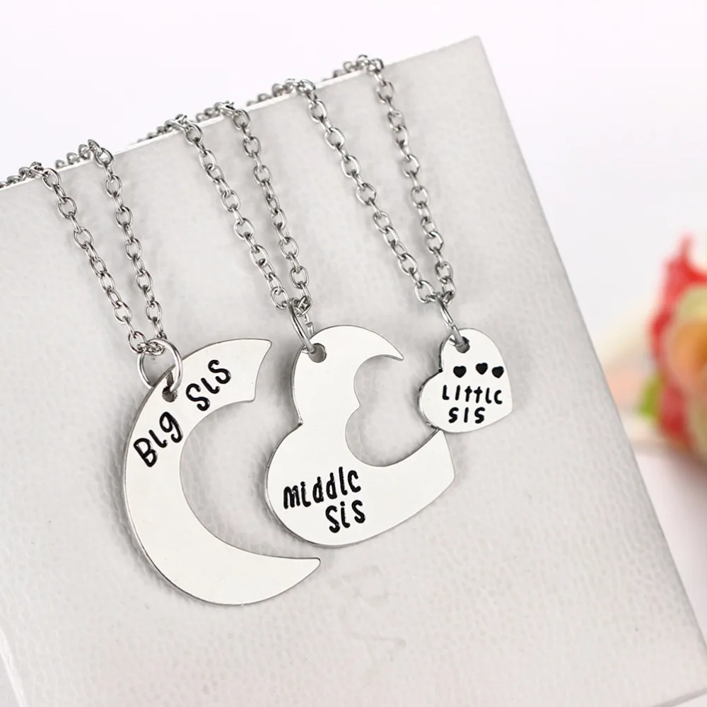 Best Sister Pendant Necklace 1PCS/1 Set 3 Puzzle Parts Big Sister Middle Sister Little Sister Family Jewelry