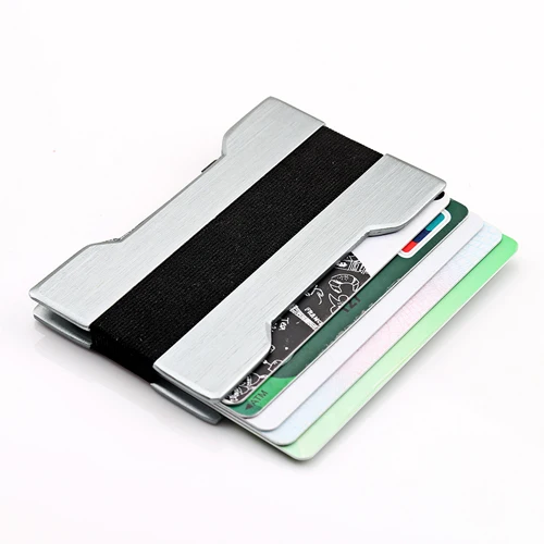 Алюминиевый мужской кошелек для кредитных карт портативный женский бизнес-держатель для карт чехол Rfid кошелек дорожная обложка для автобусной карты Porte Badge - Цвет: grey