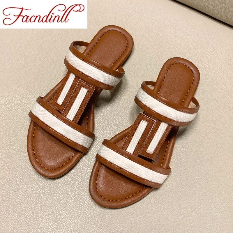 

FACNDINLL hot sale women shoes new fashion high quality flats heels woman casual shoes summer sandals outdoor slipper shoes