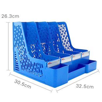 

Large Capacity 4 Sections Desktop File Rack Paper Book Hold Document Tray Organizer Box With Pen Holder Shelf Office Supplies