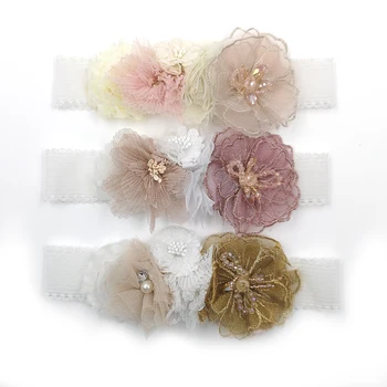 

Baby Girl Headbands 3Colors Chiffon Flower Elastic Vintage Hairbands Baby Hair Accessories Newborn Photography Props Headwear