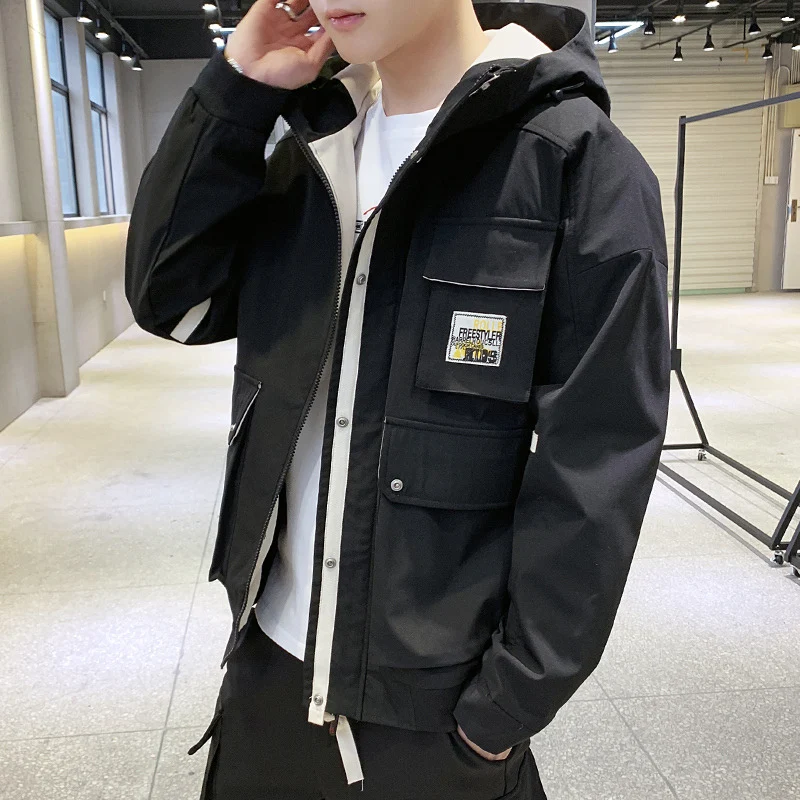 NEW Hooded Jacket Men Fashion Coat 2019 Spring Autumn Hip Hop Jackets Man Streetwear Casual Solid Color young Jacket Coat
