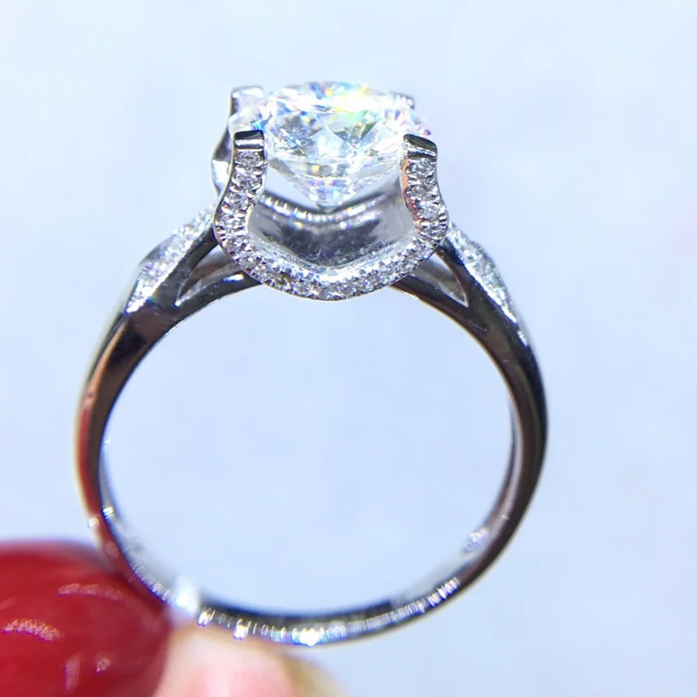 Настоящие хорошие драгоценности из золота 18 карат AU750 G18K 1.5ct муассанит кольцо с бриллиантом Кольца с полудрагоценными камнями для Для