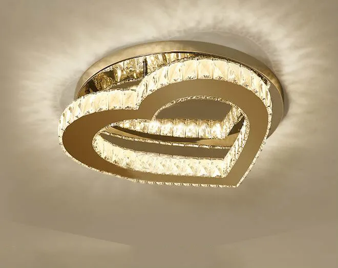 Современный домашний потолочный светильник для гостиной, спальни, теплый Романтический светодиодный хрустальный светильник с двойным сердцем, люстра для ресторана ZP4181358 - Цвет корпуса: A  warm light