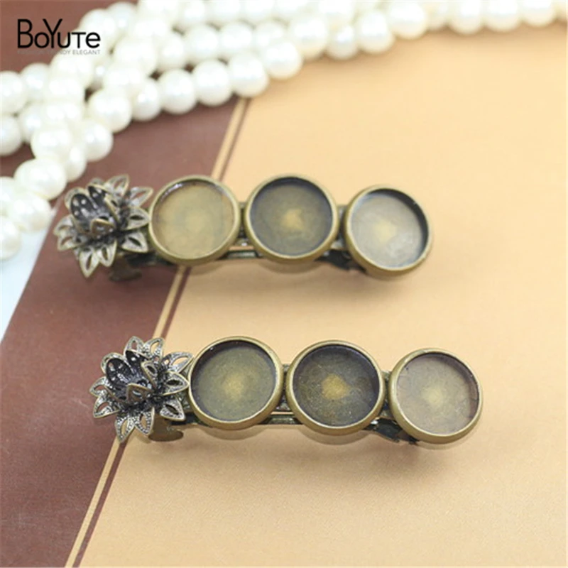

BoYuTe 5 Pieces 12MM Cabochon Base Hairpin Wholesale Antique Bronze Plated Vintage Diy Hair Clips