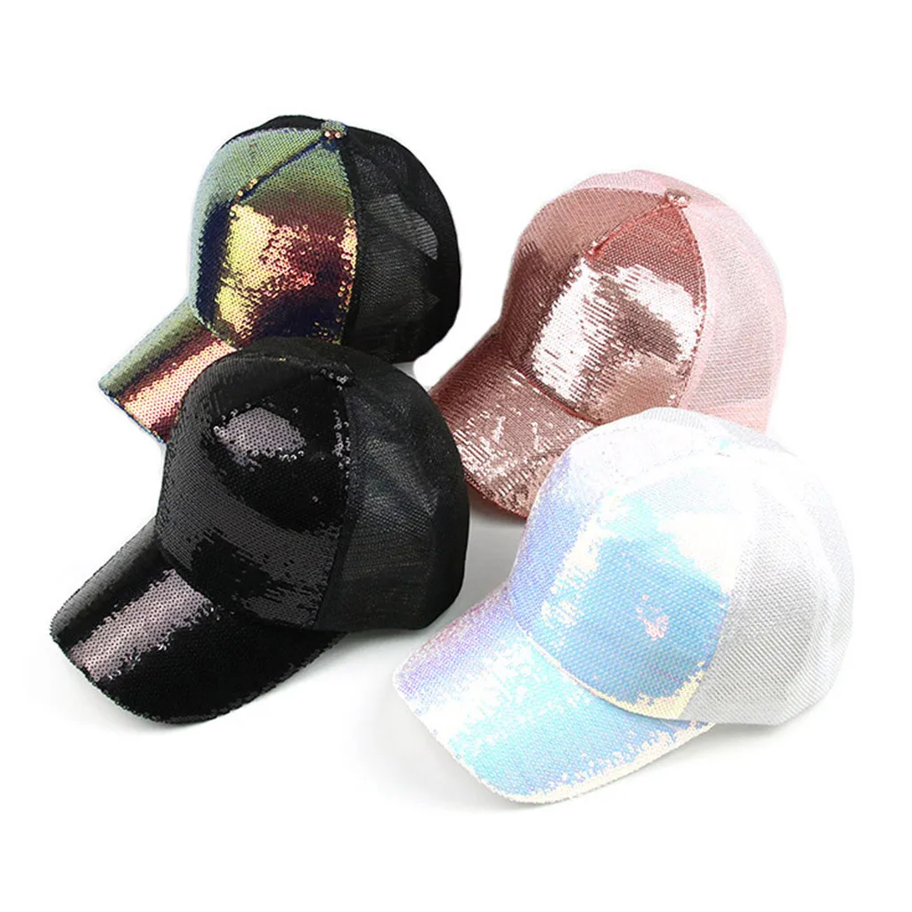 Унисекс Открытый Высокое качество блёстки вспышки бейсболки Регулируемые