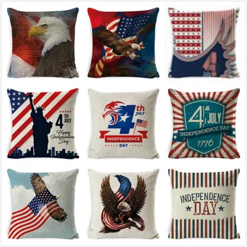 

Happy Independence Day Cushion Cover Sofa Pillow Cover Home Decor July 4th Pillow Case 45x45cm Cojines PillowCase Funda Cojin
