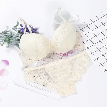 lingerie porno push up bra set intimates lace top and panties lace underwear set 3/4 cup underwear set women 5