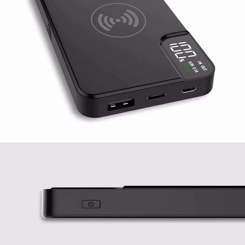 10000 мАч аккумулятор внешний аккумулятор usb type C портативный смартфон QI Беспроводное зарядное устройство Внешний аккумулятор с держателем для iPhone samsung xiaomi