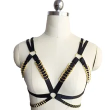 Новинка, женское сексуальное готическое белье, эластичный бюстгальтер для тела, клетка, бюстгальтер Harajuku, Золотая Регулируемая пряжка, бандаж для тела, пояс для бюстгальтера