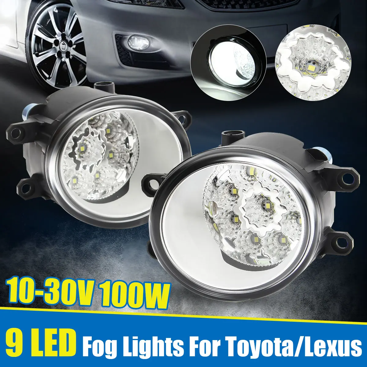 

2Pcs Round Front LED Car Fog Light Lamp for Toyota Camry Corolla 2009-2013 Yaris 2006-2013 RAV4 2006-2012 for Lexus RX350/RX450