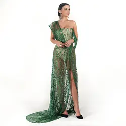 Высокое Качество Облегающее Платье зеленое без рукавов с блестками элегантное знаменитое платье в пол женское платье с разрезом модное