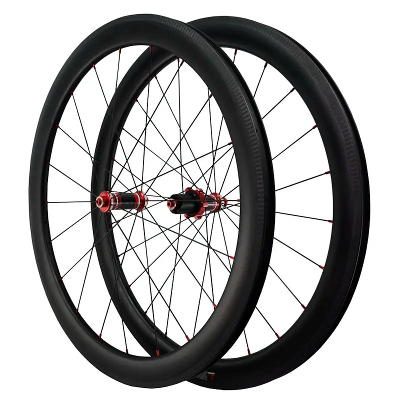 Discount Carbon Road Bike Wheel Straight Pull Low Resistance bearing Hub 25mm Wider Clincher Tubeless 700c Wheelset 3K twill 40/50/55MM 2