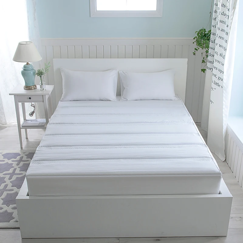 

3pcs White Washed Cotton Quilted Soft Fitted Sheet Set Waterproof Fitted Sheet Mattress Protector Luxury Cover Single Pillowcase
