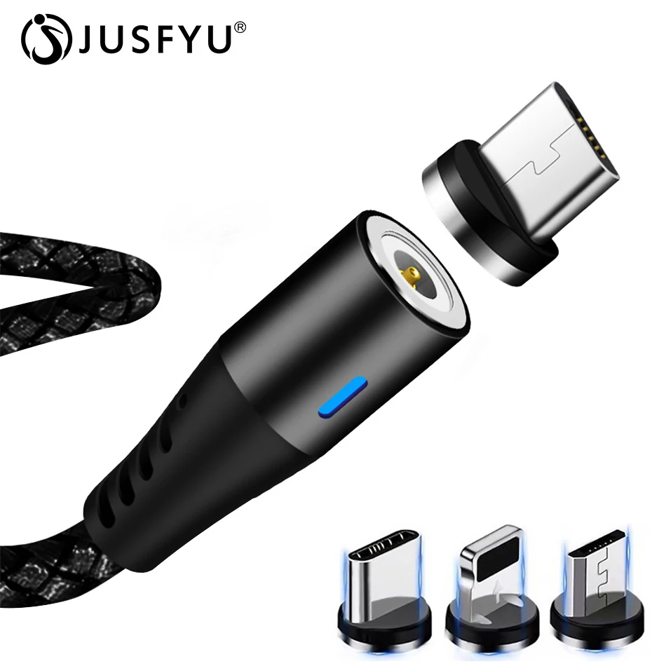 

1M/2M Magnetic Charge Cable Micro USB Cable For iPhone XR XS Max X Magnet Charger USB Type C Cable LED Charging USB C Wire Cord