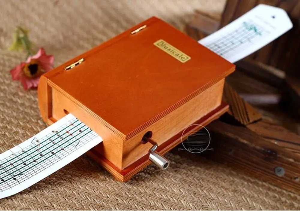 

15 Notes Wooden Book Music box Musical Toy DIY Make Yr Own Song Include a Punch, 20 Blank Paper and 16 music Paper Best Gift