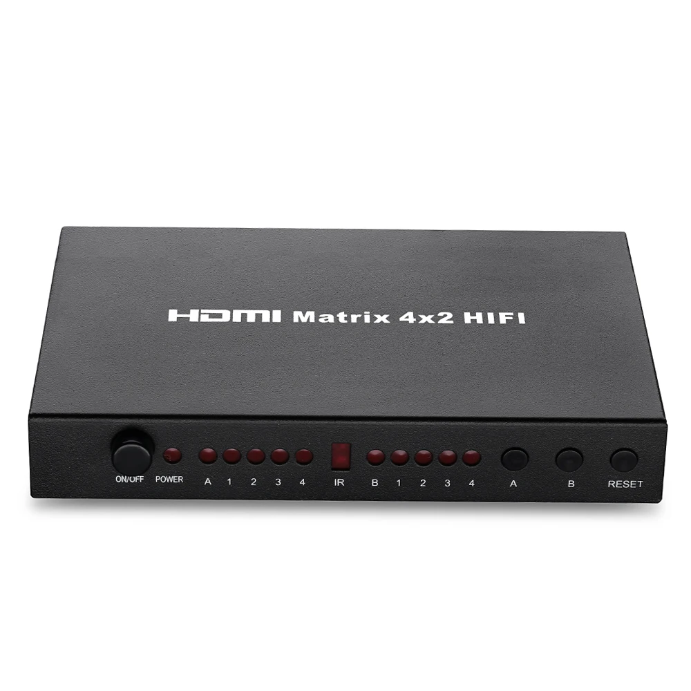 Tomsenn 4x2 HDMI 1.4V Matrix Switch/Splitter (4-input 2-output) with Remote Control Supports HDMI 1.4 3D 1080p 4K x 2K