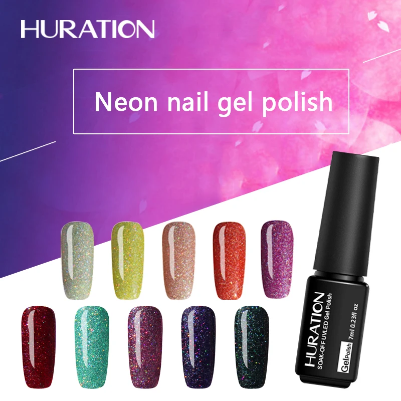 

Huration 7ml Neon Color UV LED Nail Gel Polish DIY Gelpolish Nail Art Vernis Soak Off Gel Lacquer Neon Decoration Varnish GelLak