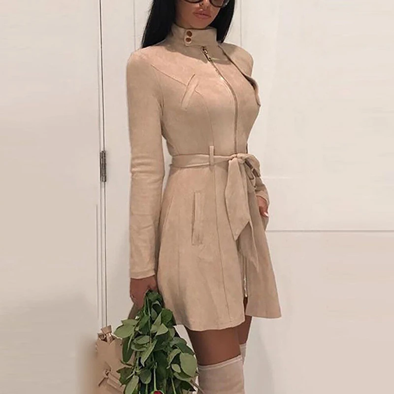 

Hot Women Autumn Overcoat Slim Fit Casual Turn-down Collar Long Hem Casual Coats CGU 88