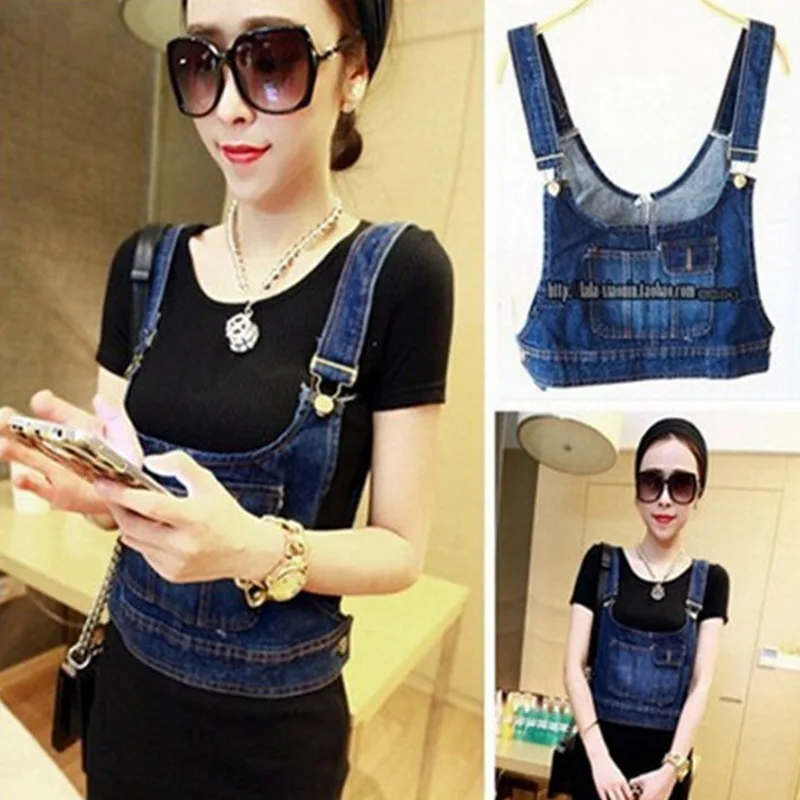SWYIVY Womens Demin Vest Fashion Slim Female Clothing 2018 Autumn New Cowboy Vest Cotton Tanks Camis Denim Free Size