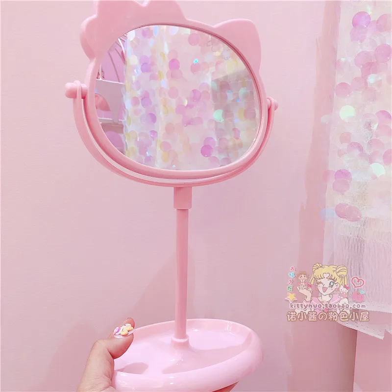  1pc Cute New pink cartoon Mirror Cartoon Make Up Desk Mirror for girls