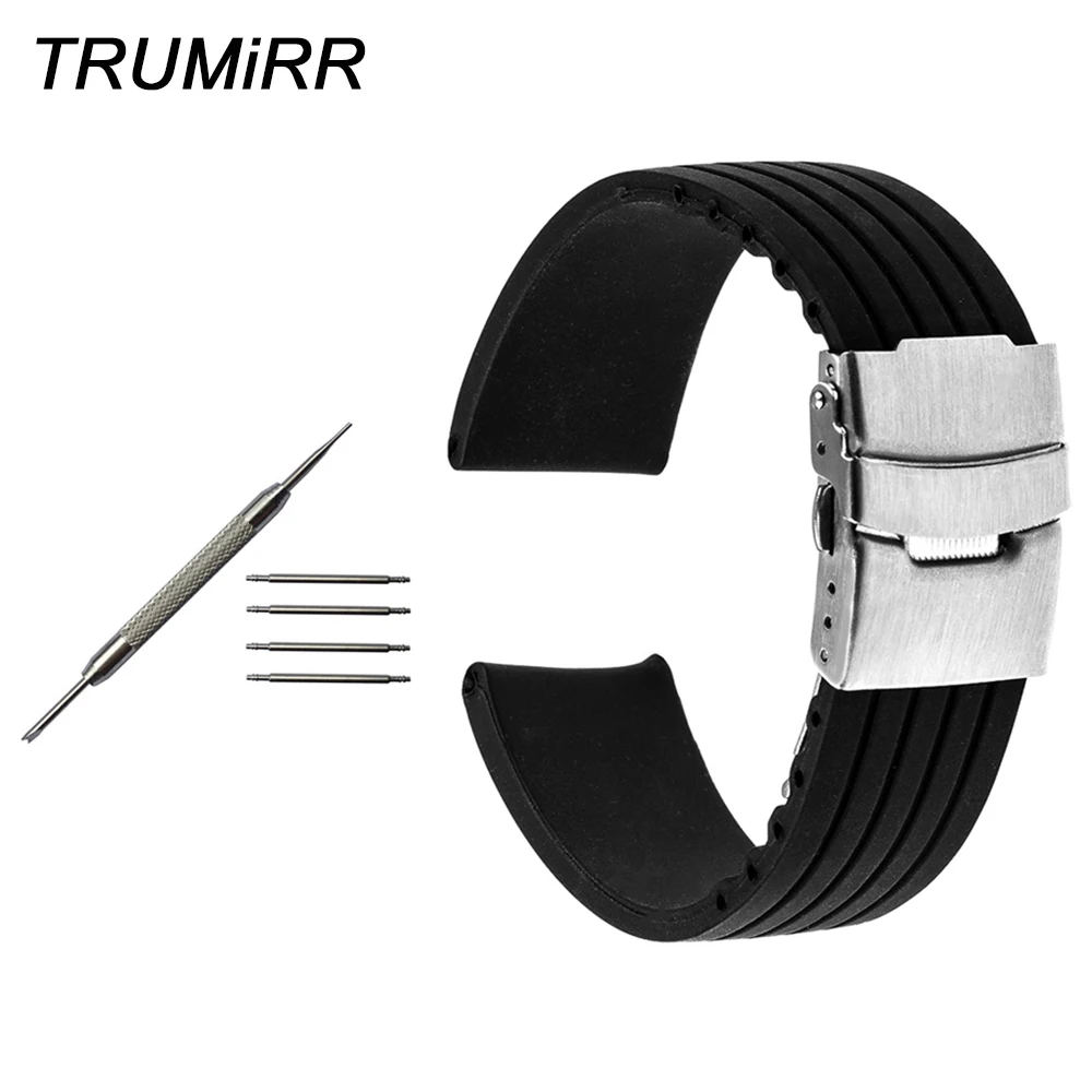 Silicone Rubber Watch Band + Tool for Montblanc Men Women Safety Buckle