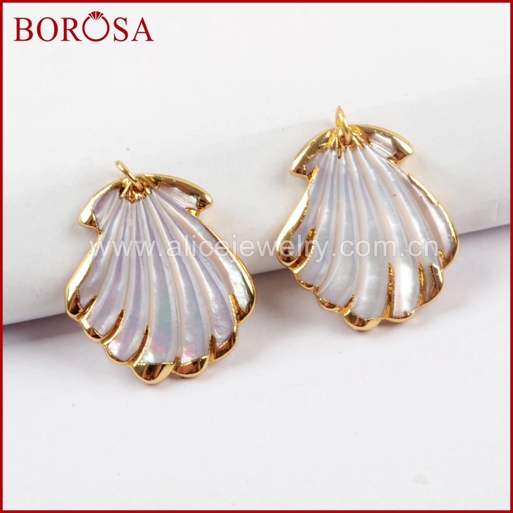 BOROSA 10 шт. Новое поступление натуральный золотой цвет Гребешок белый корпус Шарм