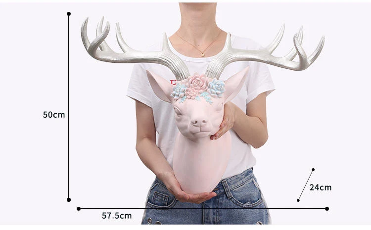 Large 3D Deer Statue Sculpture Wall Decor Animal Statues Figurine Home Decoration Accessories Living Room Office Decorations Art 7