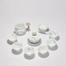 Креативная ручная роспись Китайская чайная посуда Чайный набор кунг-фу Карп Лотус крышка Gaiwan, чайная чашка фильтр керамический чайник и фарфоровый подарок коробка