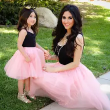 Платья для мамы и дочки; розовое Сетчатое платье принцессы в стиле пэчворк; одежда для мамы и дочки; платье для мамы и дочки; семейный образ; H0439