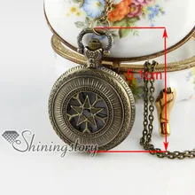 Brass bronze copper antique style openwork star pocket watch pendant long chain necklaces for men and women 2013 cheap fahsion