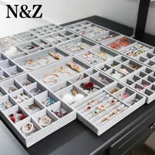 N& Z малый тип серый ткань Дисплей Чехол для хранения ювелирных изделий с серьги/кулон/кольцо ювелирные изделия Органайзер D1121