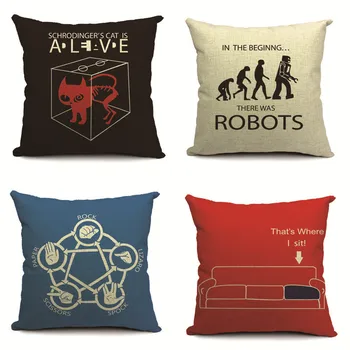 

SCISSOR rock spock Pillow Case Robot Black Covers Decorative Massager Vintage Pillows Linen Zip DIY Home Decor Gift