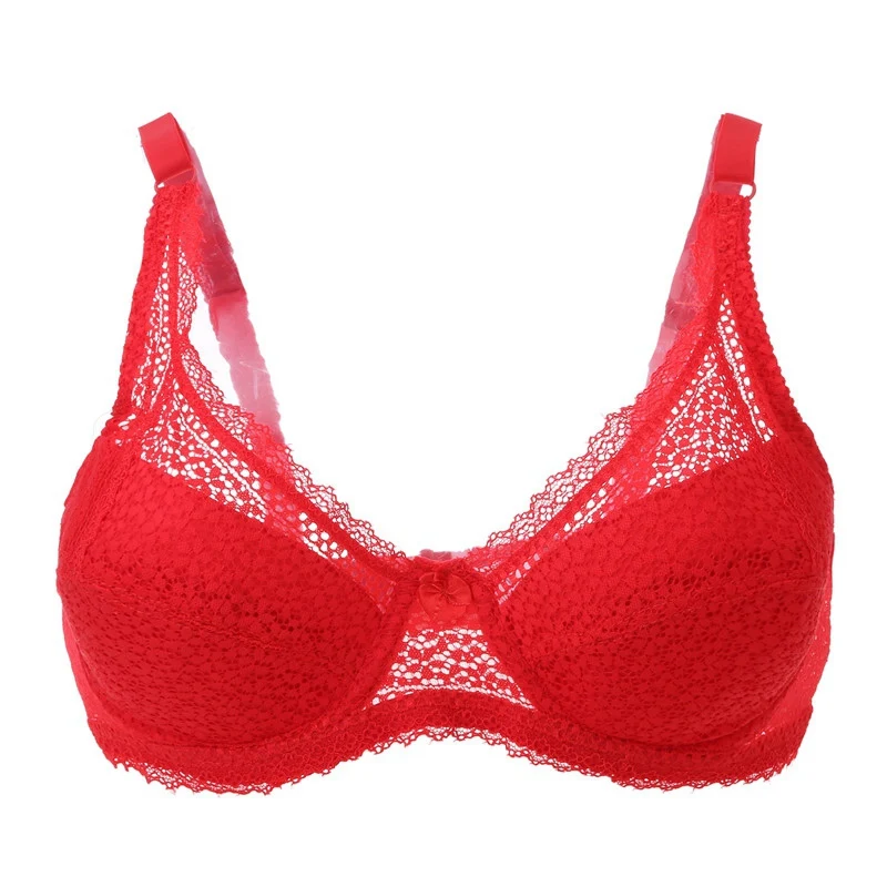 

Hot 2019 Large Size Lace Sexy Underwear 3/4 Cup Steel Ring Gather Adjustable Solid Color Bras