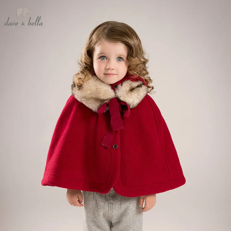 

Dave bella autumn winter infant baby girls Cloak toddler Hooded coats children high quality outerwear DB5489