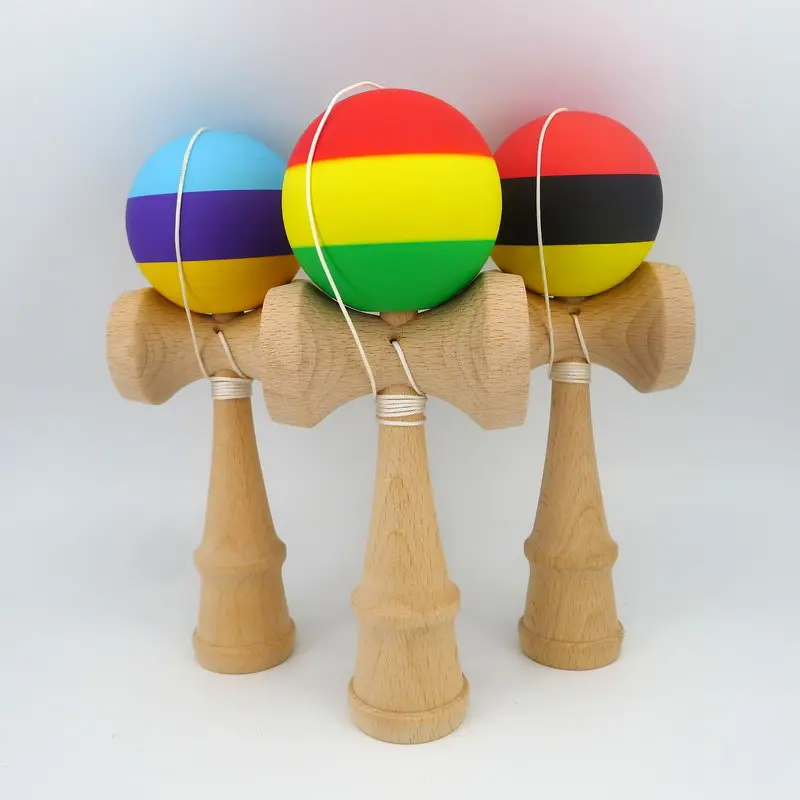 Rasta Rubber kendama,3 Colors Optional, Triple Splits Kendama,standard