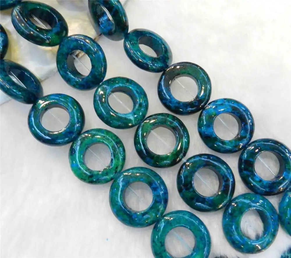 20 мм кольцо Azurite Chrysocolla свободные бусины нить # NH311|bead strands|loose beadsazurite chrysocolla |