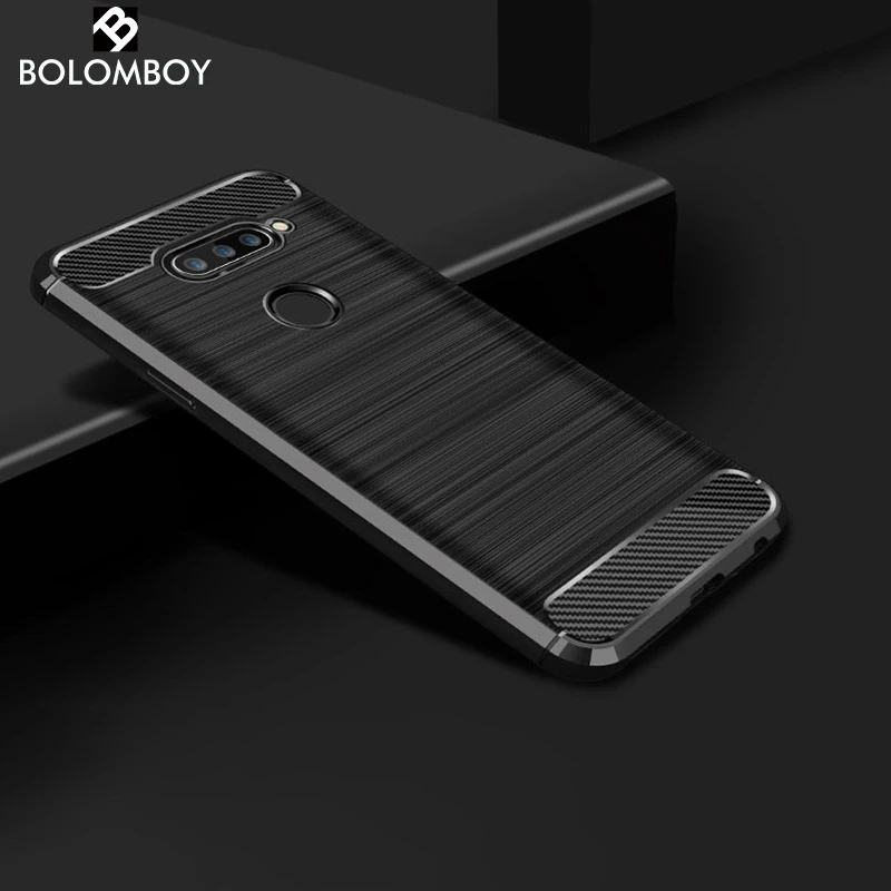 

Bolomboy Carbon Fiber Case For LG V40 Case Silicone Soft TPU Black Drawing Cases For LG V40 ThinQ LGV40 Cover 6.5 inch