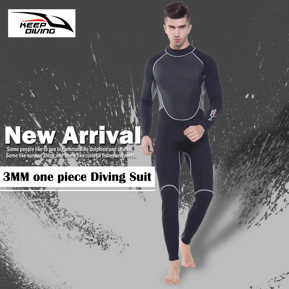 

KEEP DIVING Men Professional Wetsuit One-Piece Full body Swimwear Long Sleeve Wet Sunscreen Warm Wearable Diving Surfing Suit