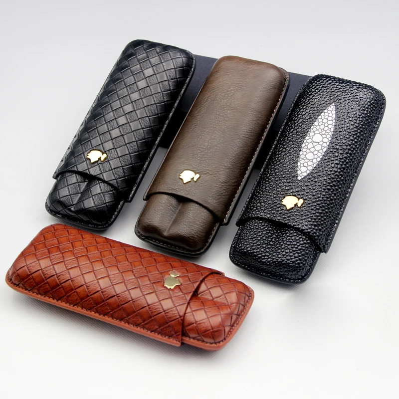 Cuban Cohiba Leather Travel Cigar case 2CT Mini Humidor Multiple Color