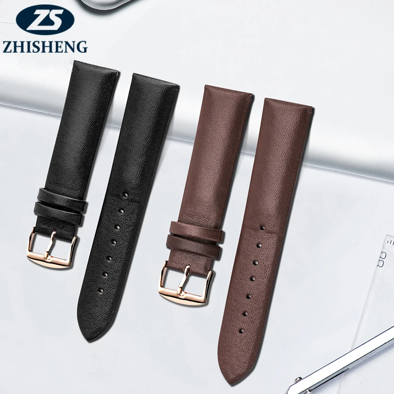 

Handmade microfiber flat quick-release leather stainless steel pin buckle watch leather strap